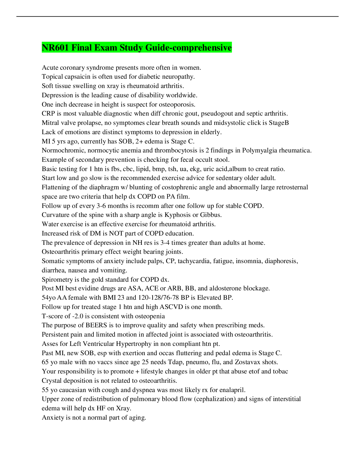 Preview image of NR601 Final Exam Study Guide-comprehensive.pdf document